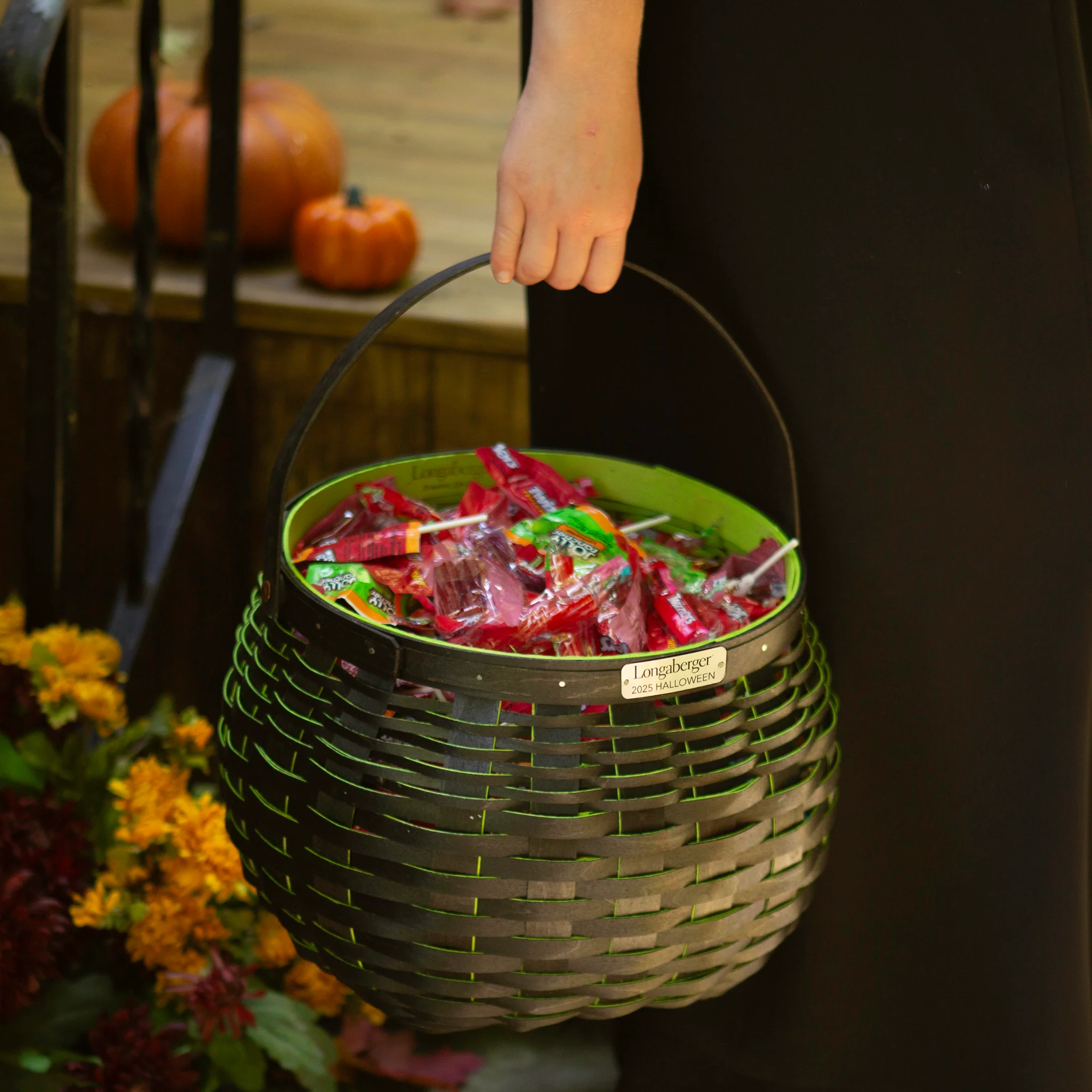 Collector's Halloween Medium Cauldron Basket with Protector - Black and Neon Green - Image 4