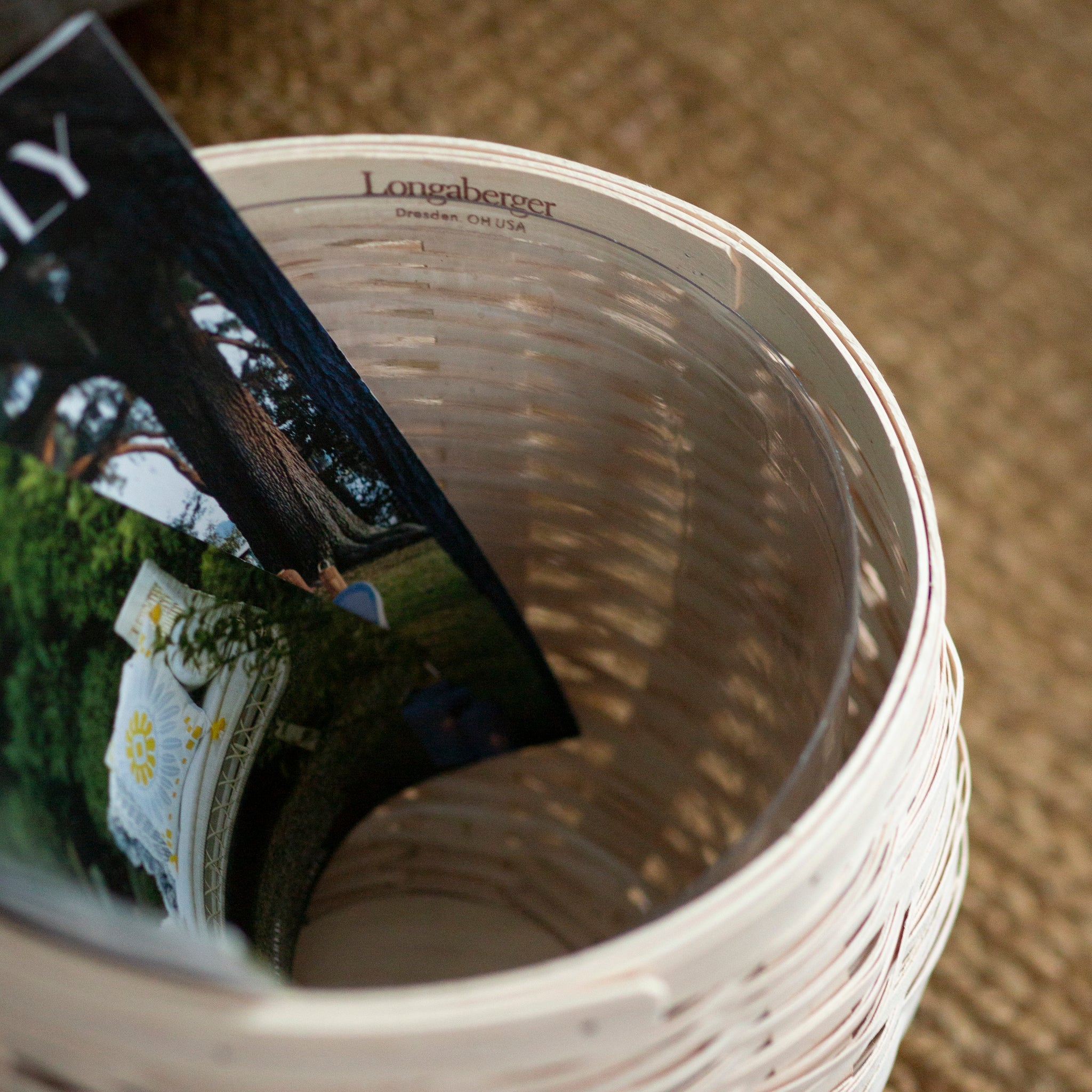 Large Round Nesting Storage Basket with Protector - Whitewashed - Image 4