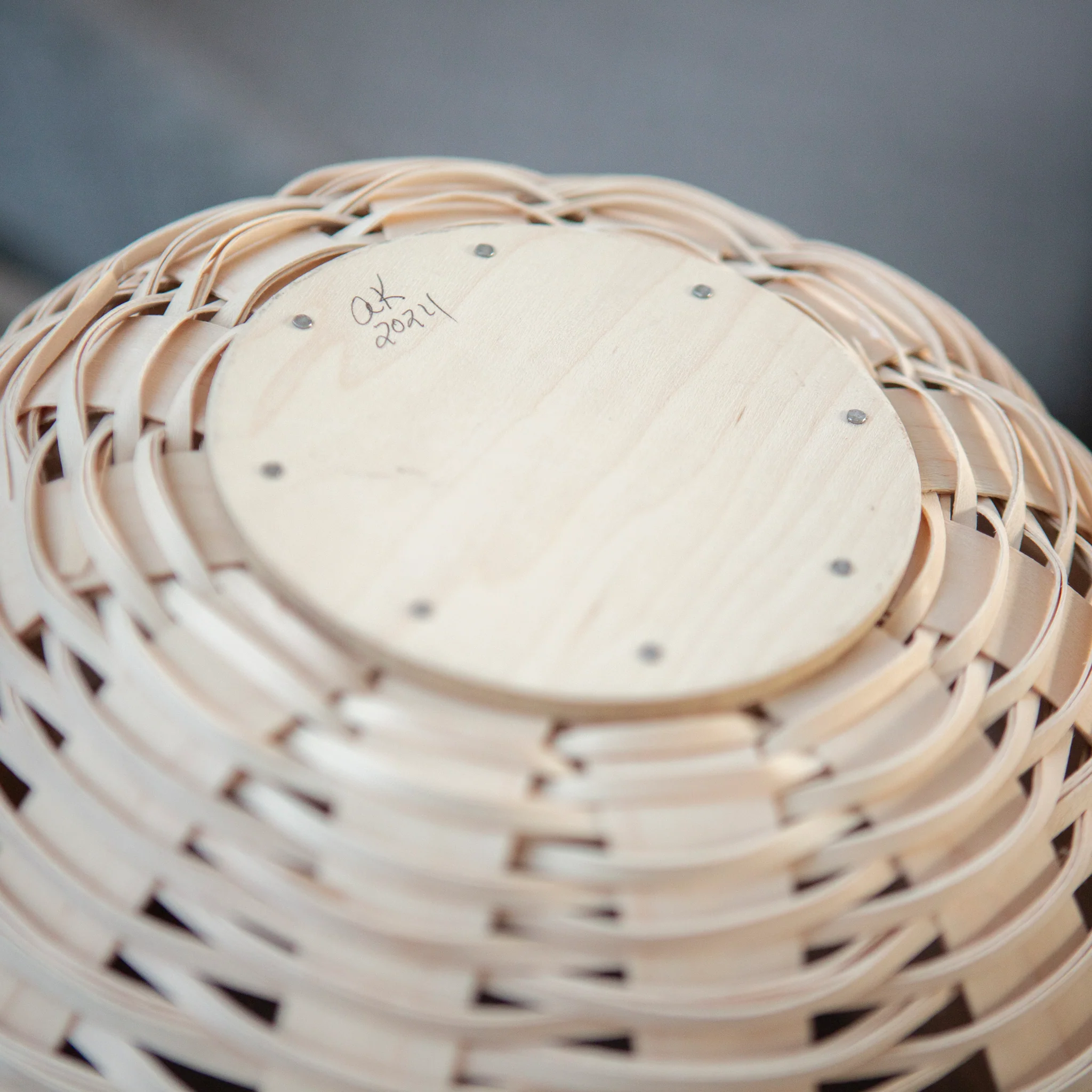 Large Round Nesting Storage Basket with Protector - Whitewashed - Image 5