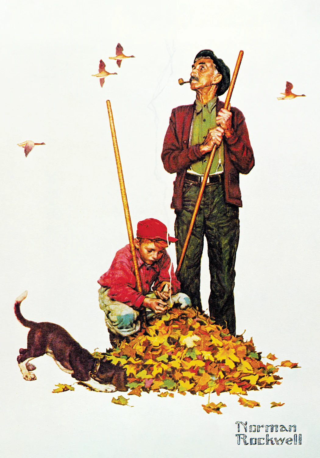 Norman Rockwell Leaf Basket with Protector - Light Brown - Image 5