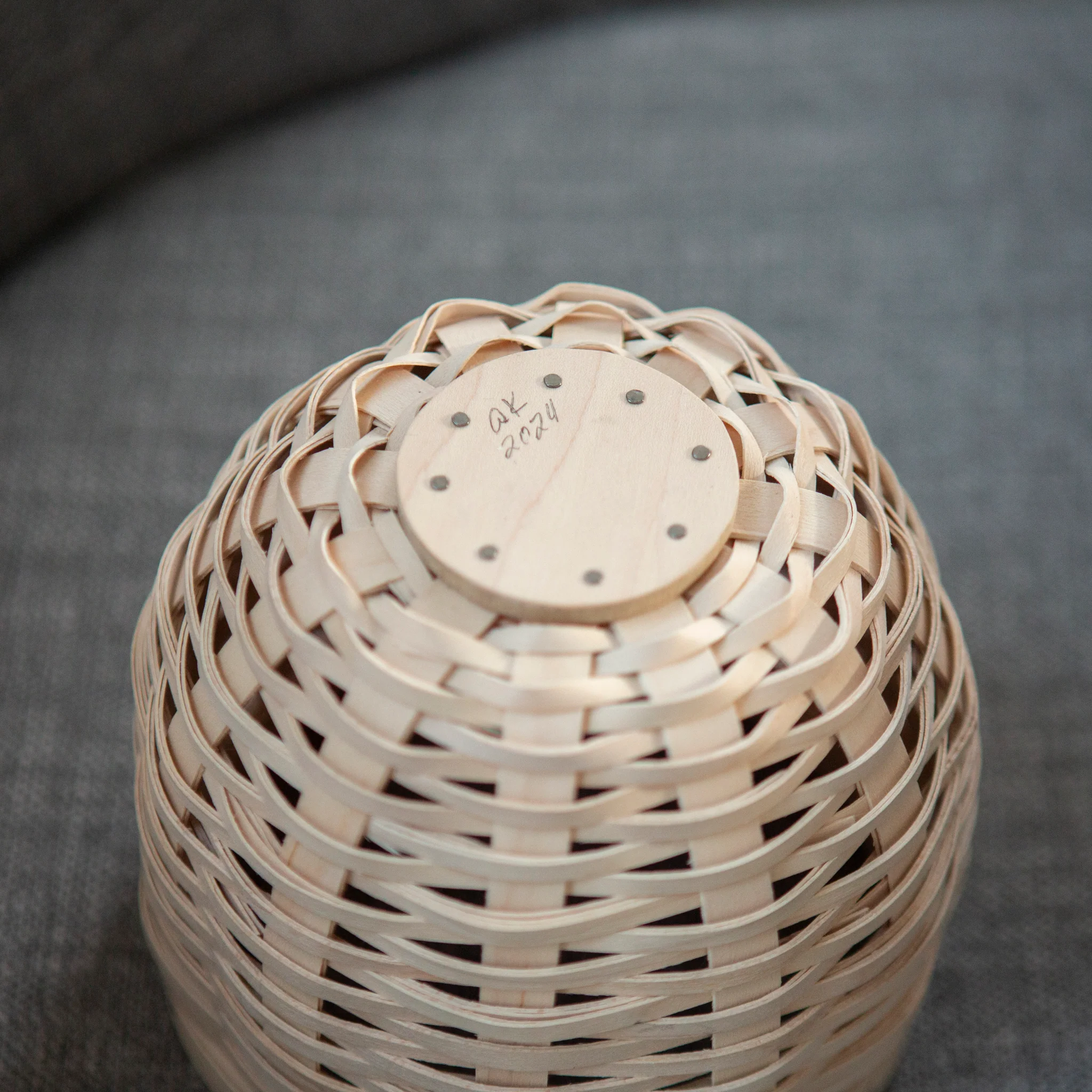 Small Round Nesting Storage Basket with Protector - Whitewashed - Image 5